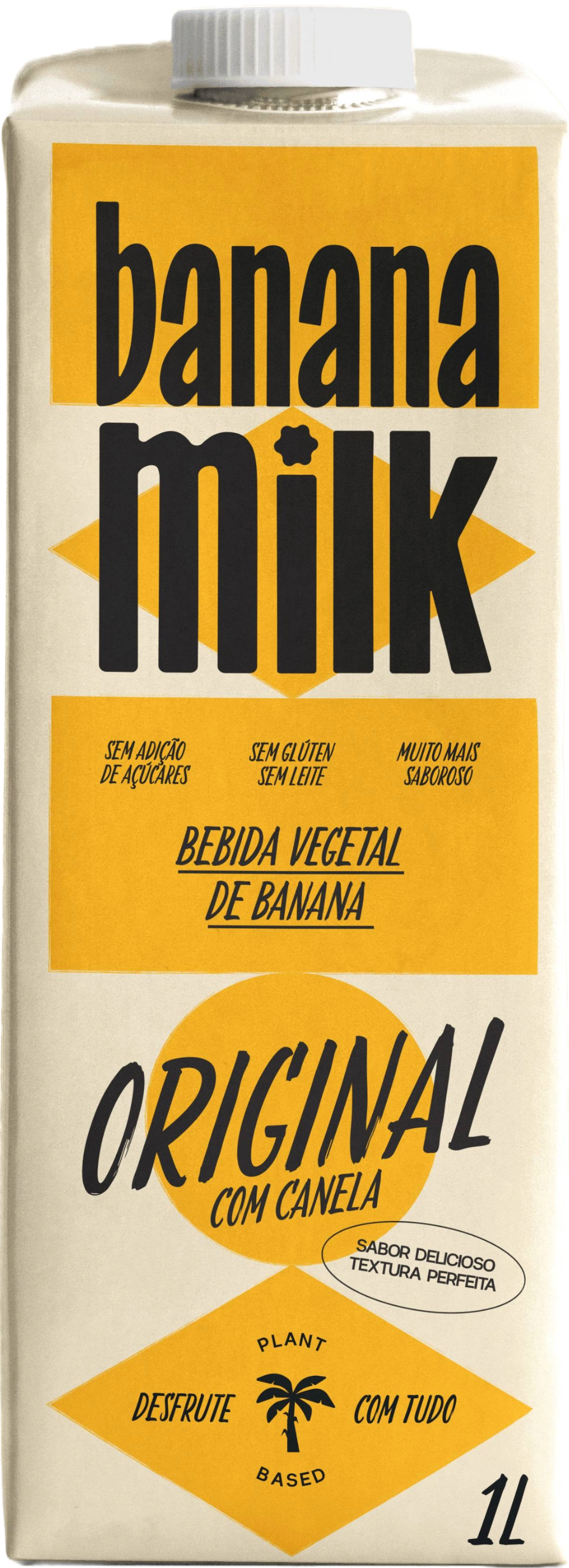 Carton of banana milk with yellow and black design